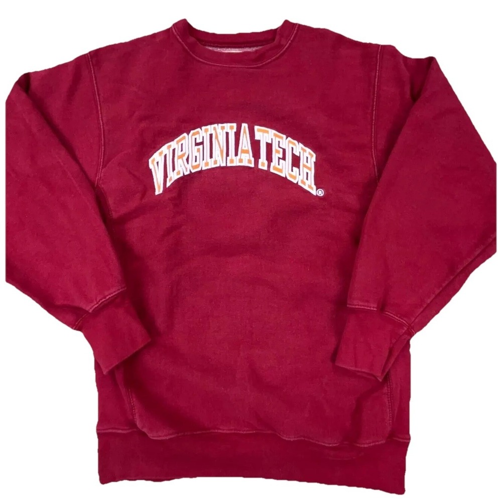 Vintage Virginia Tech Hokies Sweatshirt Men Small YeK Crew Neck Sweater Sewn 00s